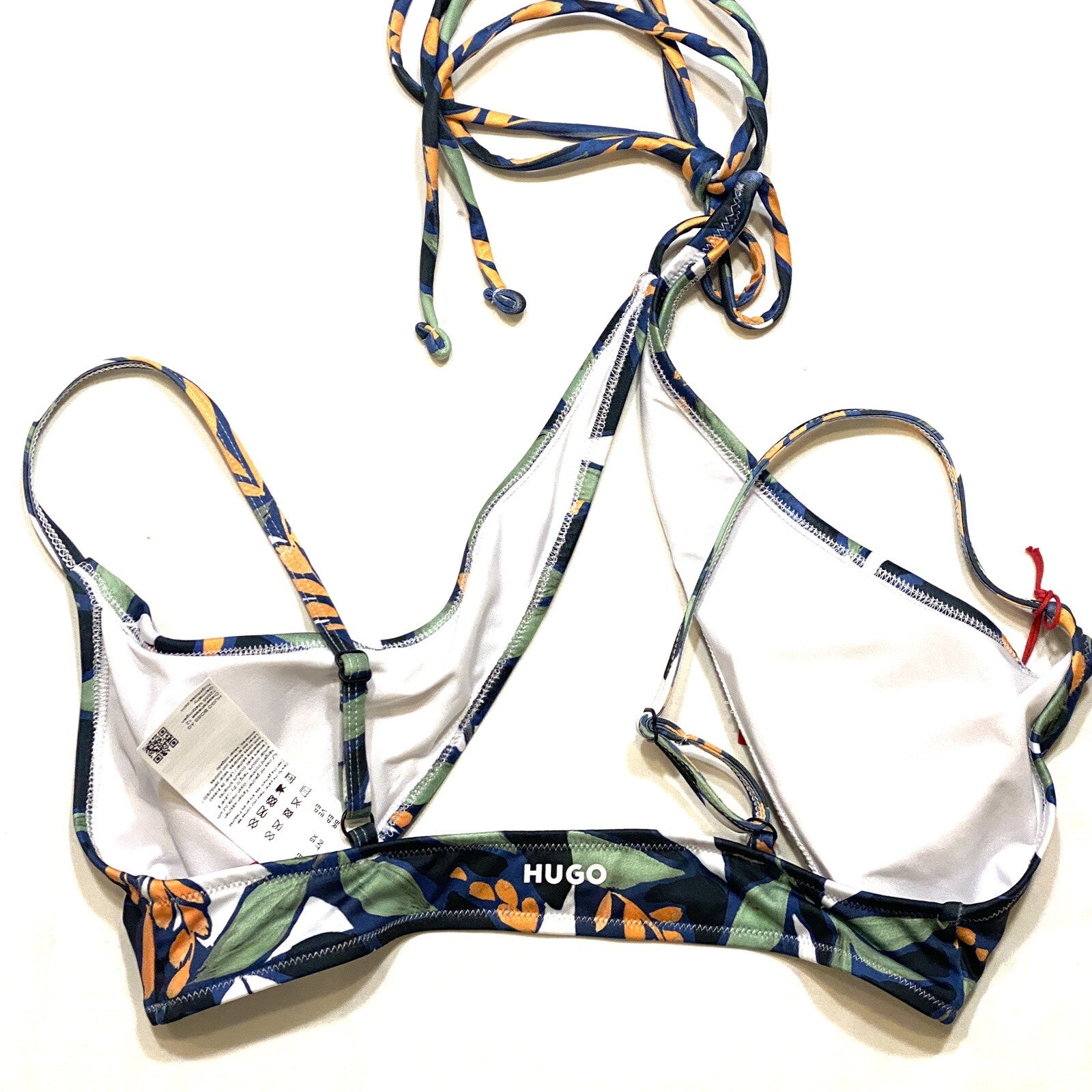 HUGO BOSS Womens Blooms Floral Print Bralette Bikini Top Black XS