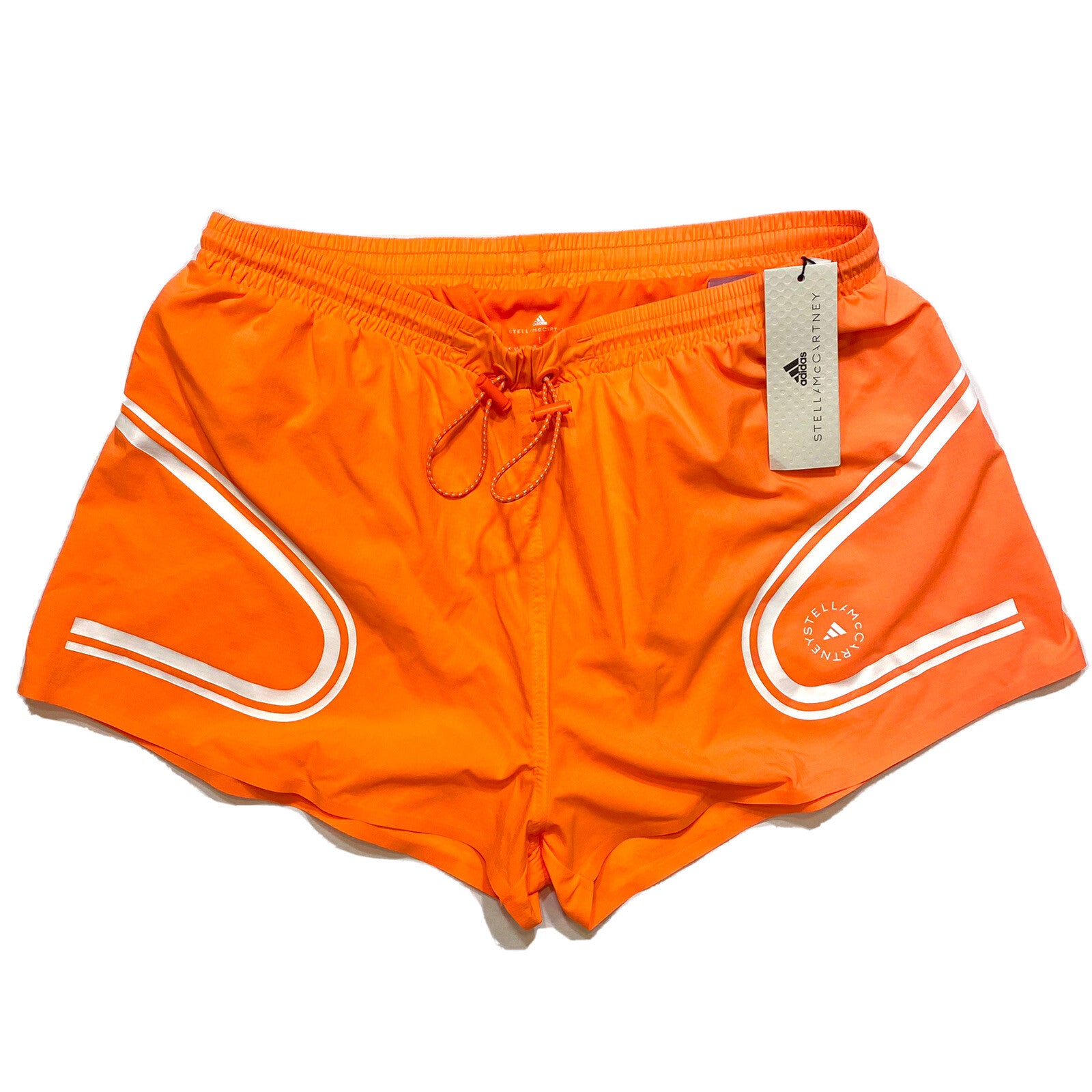 ADIDAS STELLA MCCARTNEY Womens TPA Striped Shorts Orange (MSRP $95)