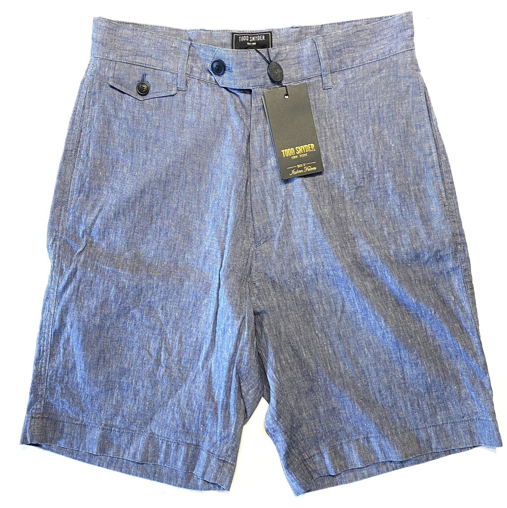 TODD SNYDER Mens Linen Chambray Slub Club Shorts Light Blue 28 (MSRP $178)
