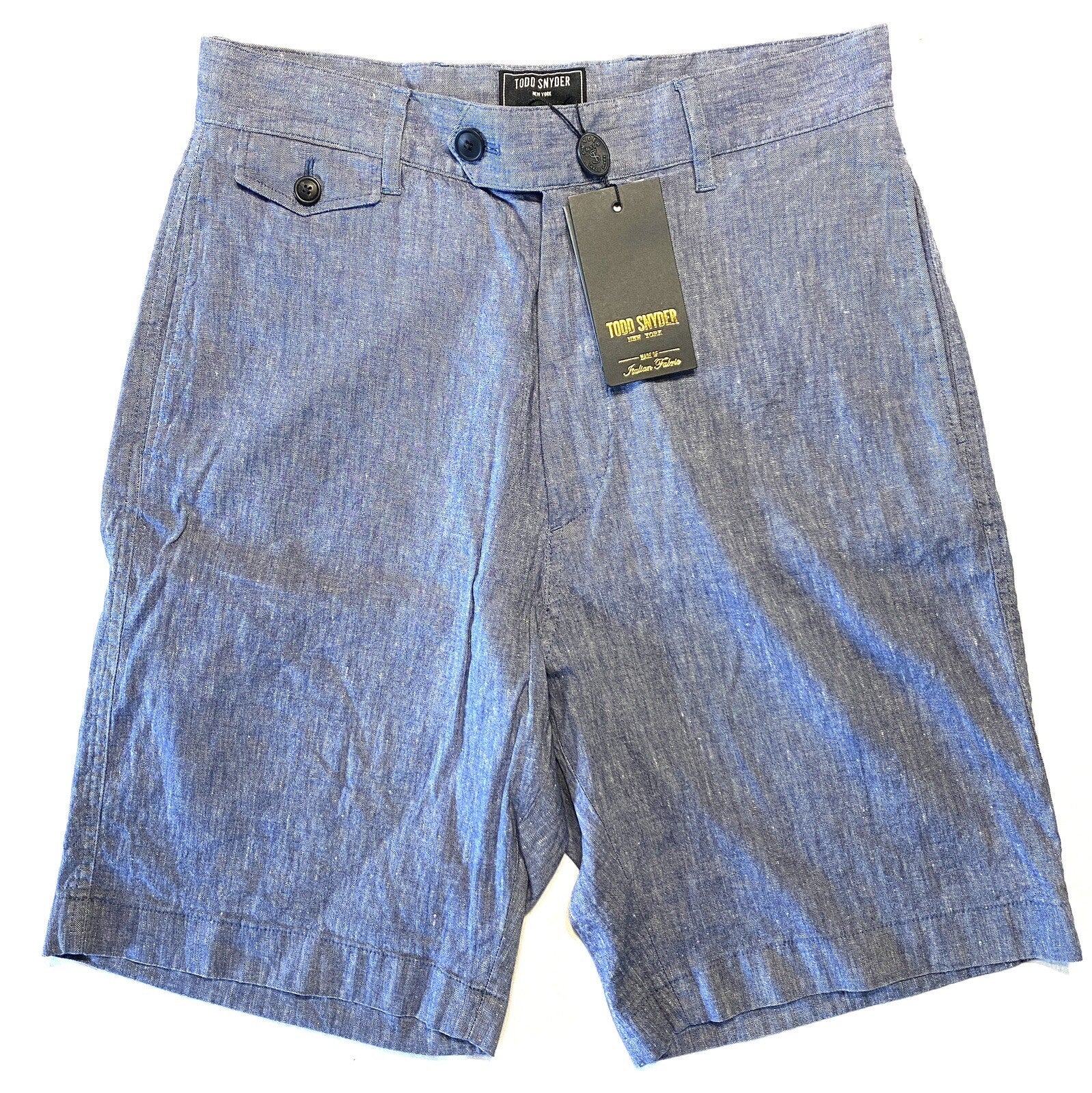 TODD SNYDER Mens Linen Chambray Slub Club Shorts Light Blue 28 (MSRP $178)