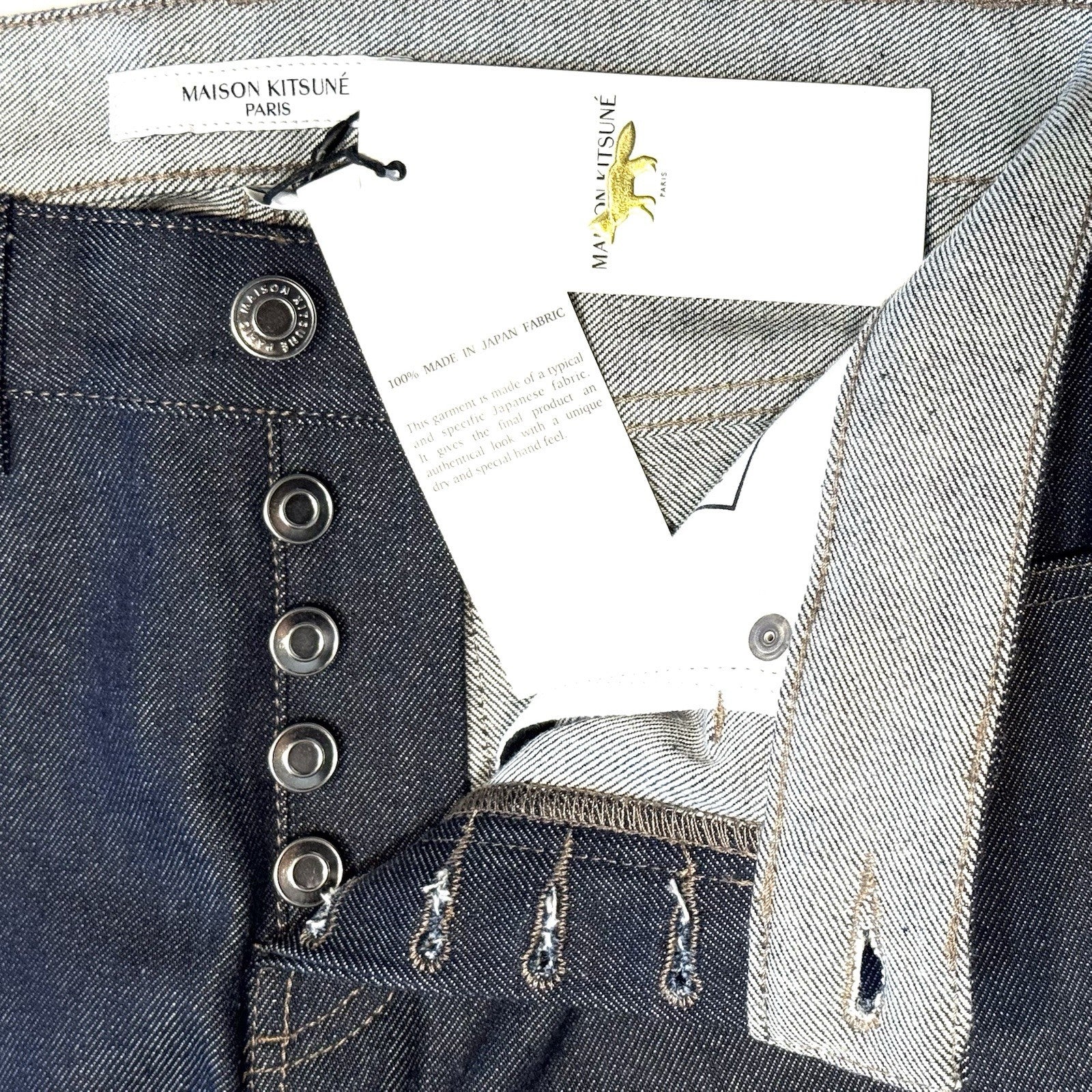 MAISON KITSUNE Mens Slim Fit Japanese Denim Jeans Indigo Blue (MSRP $230)