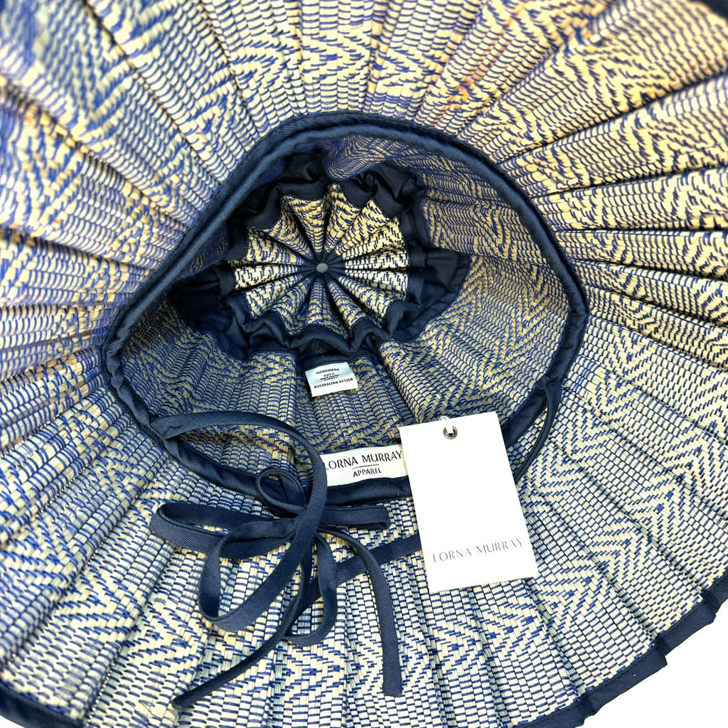 LORNA MURRAY x Veronica Beard Aegean Sea Capri Straw Maxi Hat Blue (MSRP $148)