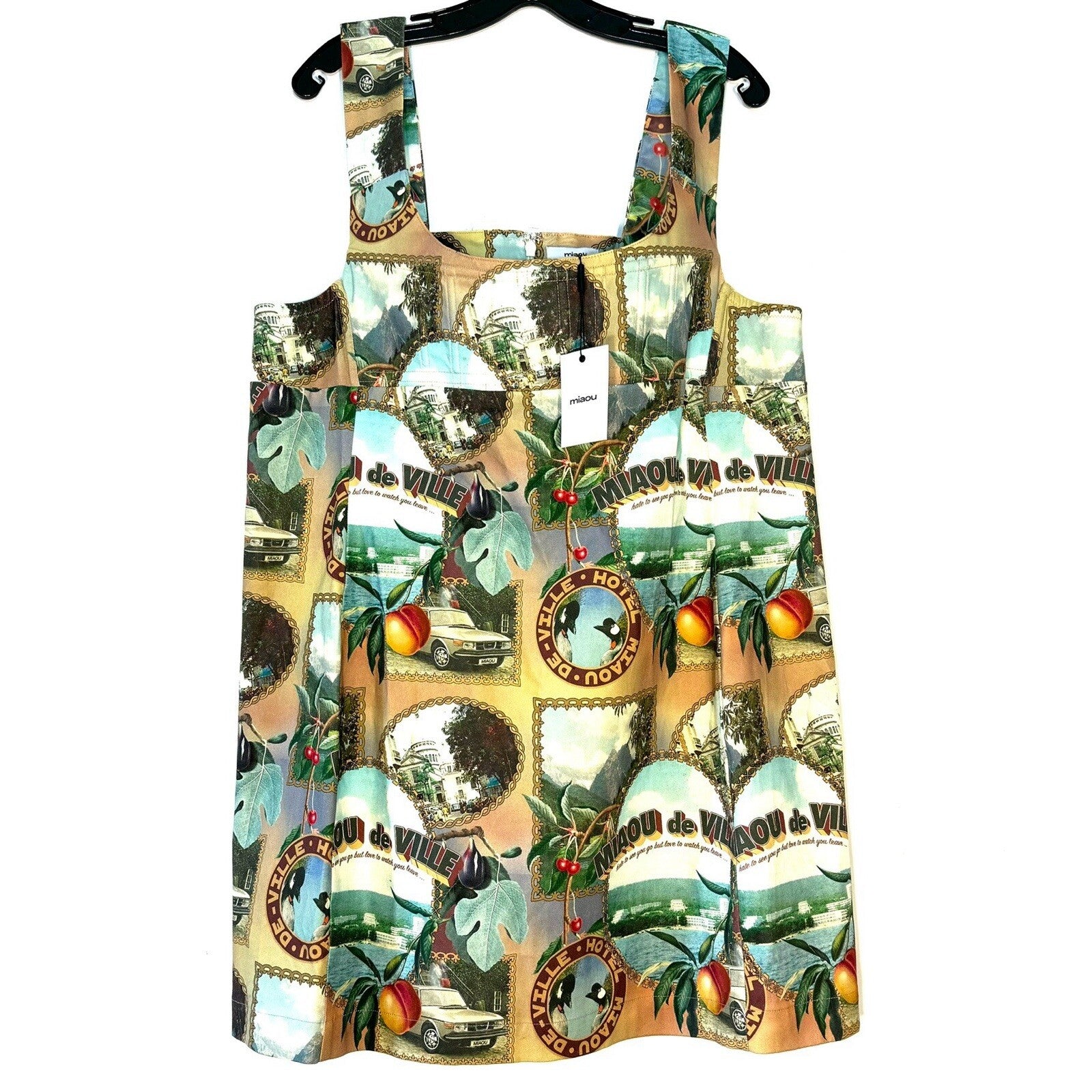 MIAOU Womens Vivi Postcard Print Mini Dress 4XL (MSRP $295)
