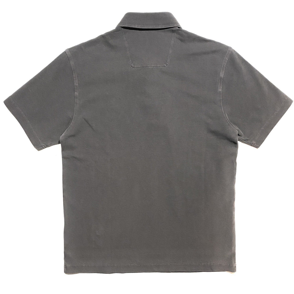 Z ZEGNA Mens Garment Dyed Logo Short Sleeve Pique Polo Shirt Grey