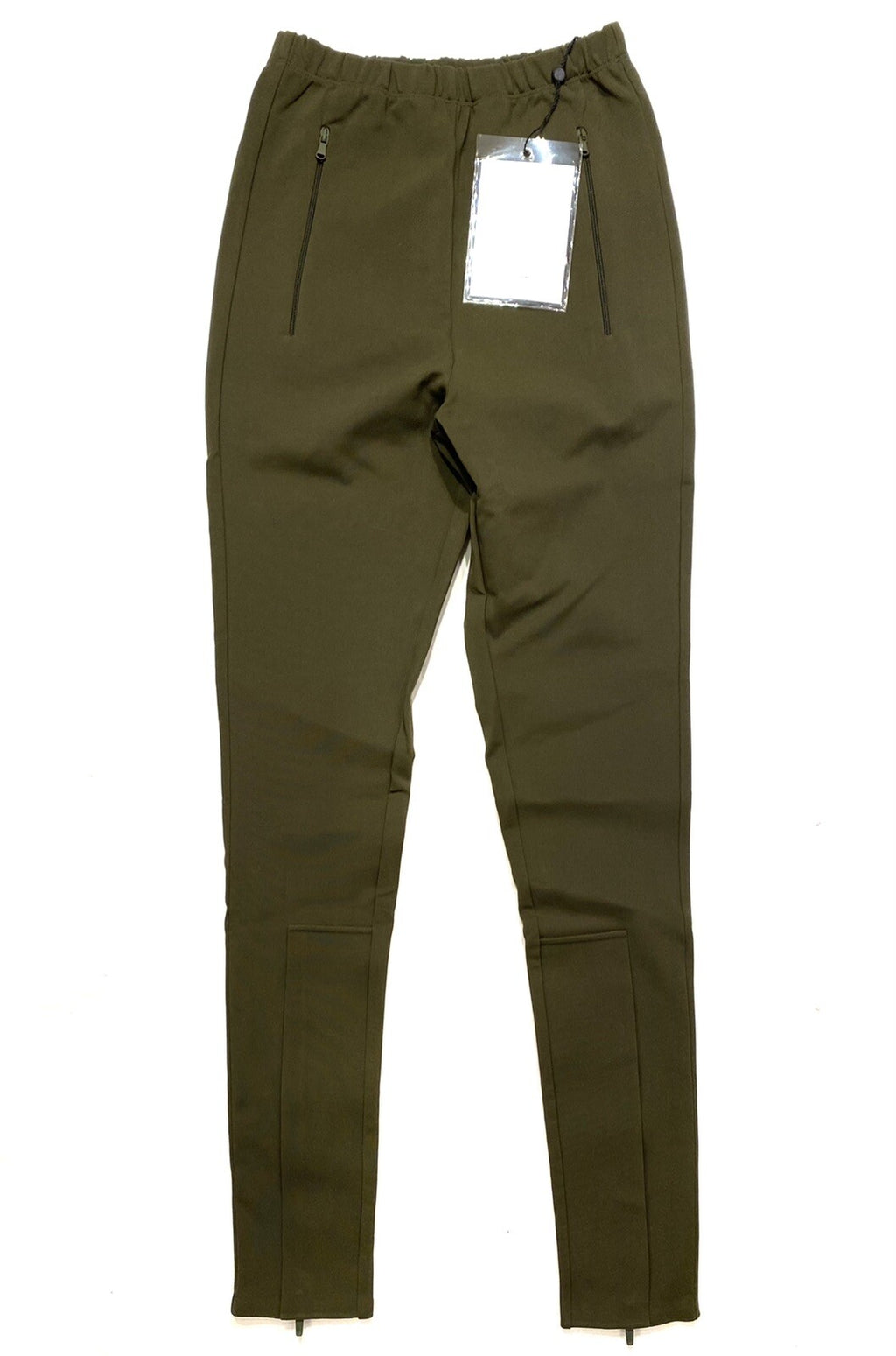 WARDROBE NYC Womens Front Zip Leggings Military Green (MSRP $450)