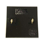 KARL LAGERFELD Swarovski Lightning Bolt Mini Pave Stud Earrings Gold (MSRP $44)