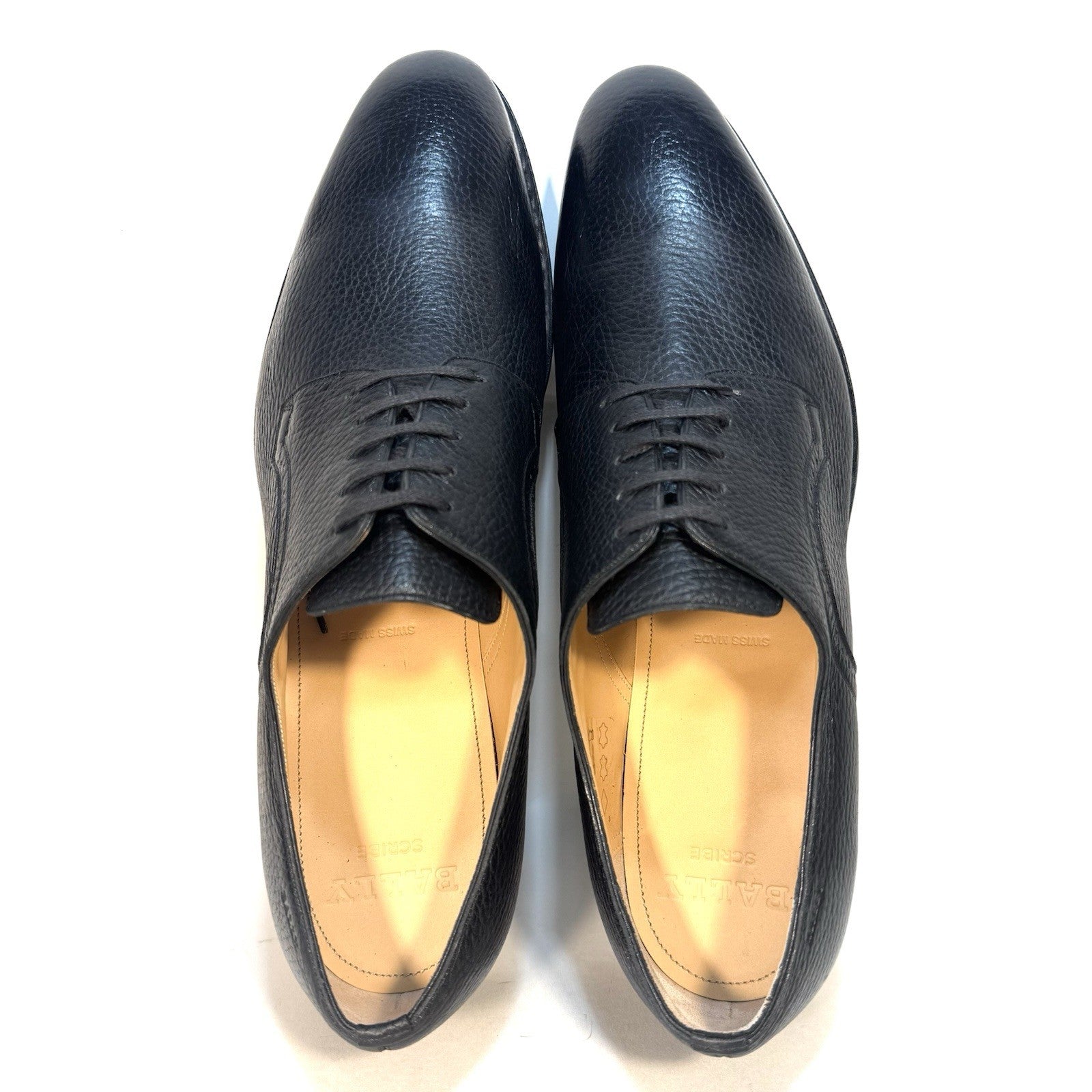 BALLY Scribe Mens Scrivani Deerskin Leather Derby Shoes Black 10 (MSRP $1,260)
