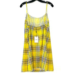 MIAOU Anya Mini Mesh Slip Dress Dion Plaid Print Yellow (MSRP $265)