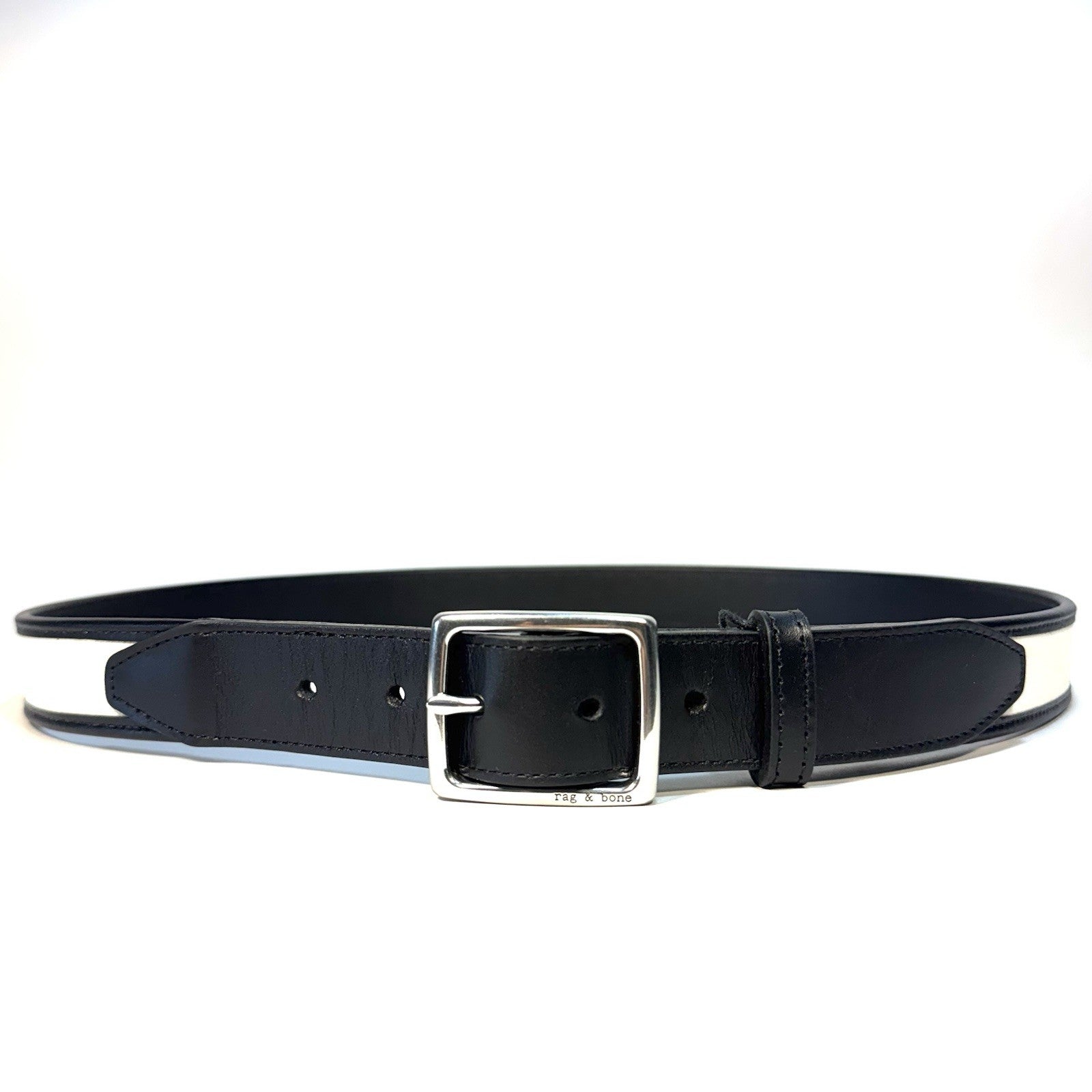 RAG & BONE Womens Boyfriend Leather Antique Canvas Belt Black (MSRP $198)