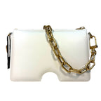 OFF-WHITE Burrow Zipped Pouch Leather Shoulder Bag White (MSRP $2,050)