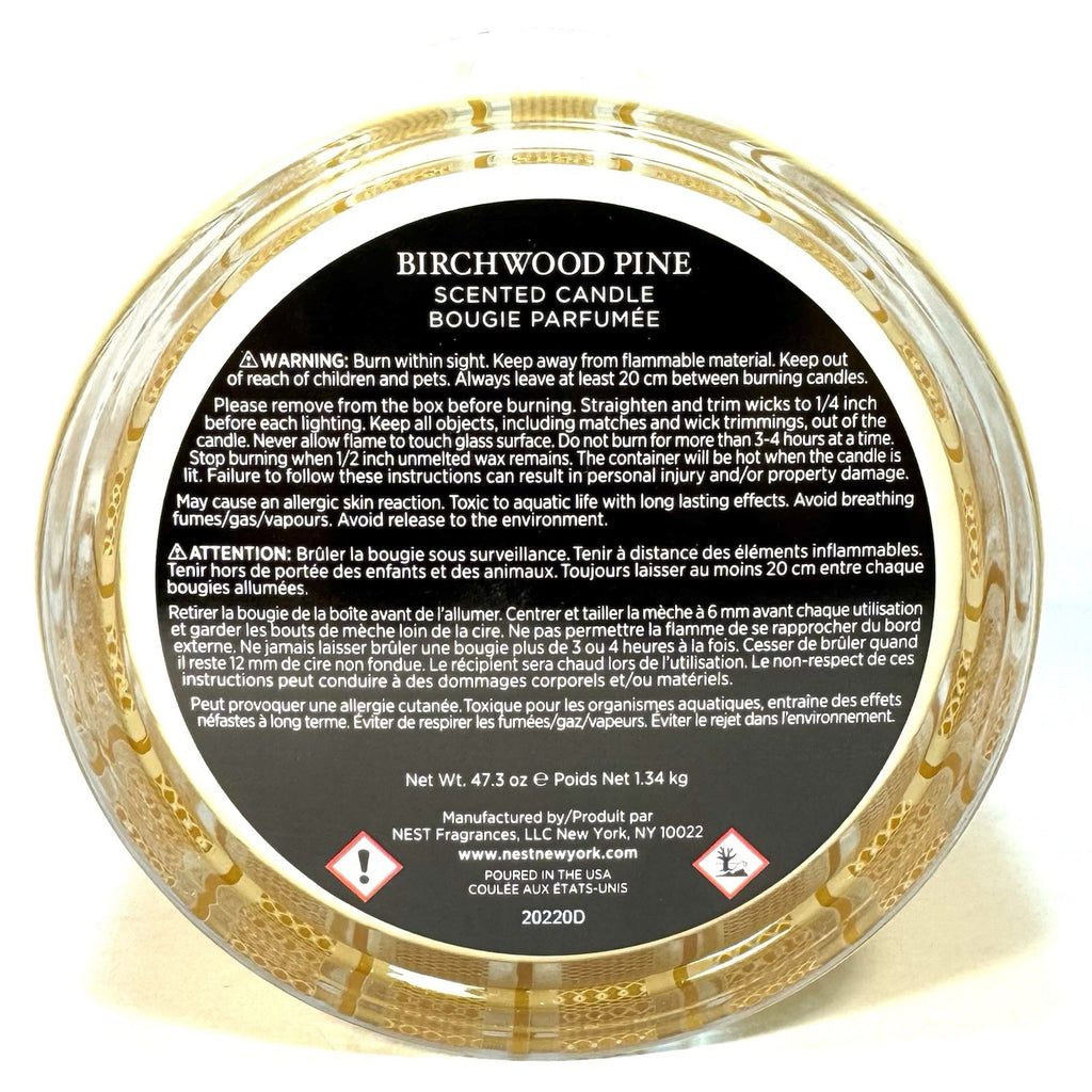 NEST Birchwood Pine Scented Luxury 4 Wick Candle Gold 47.3 oz (MSRP $230)