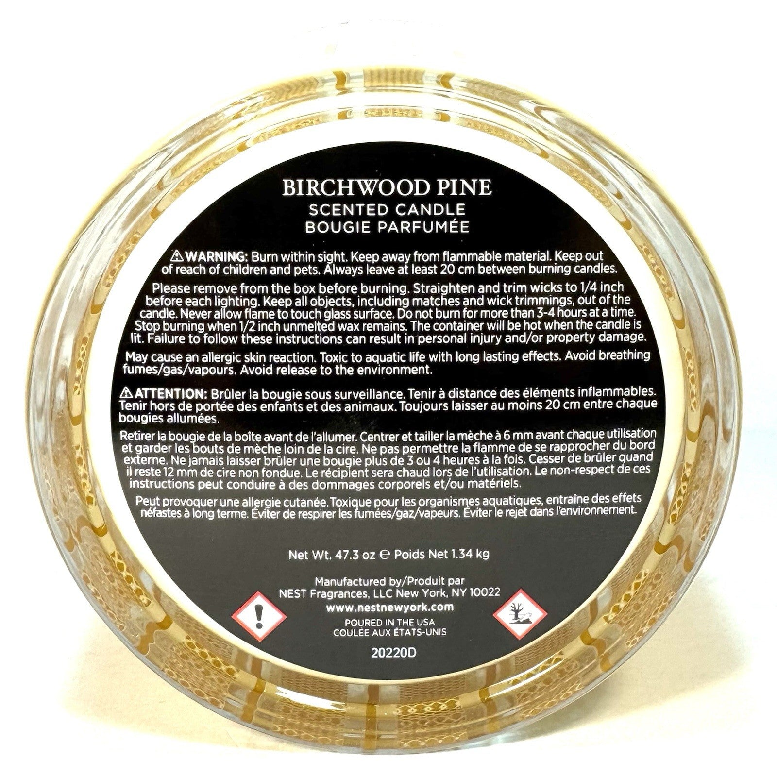 NEST Birchwood Pine Scented Luxury 4 Wick Candle Gold 47.3 oz (MSRP $230)