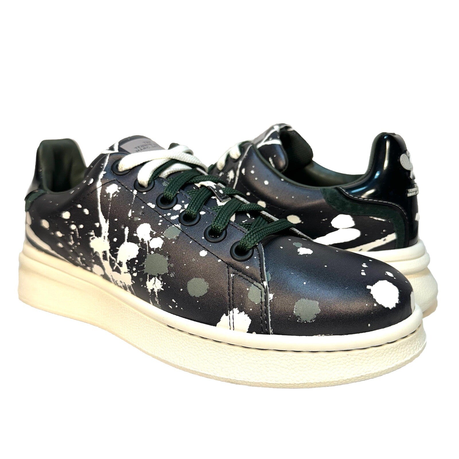MARC JACOBS Womens The Paint Splatter Tennis Shoe Sneakers Black 10 (MSRP $295)