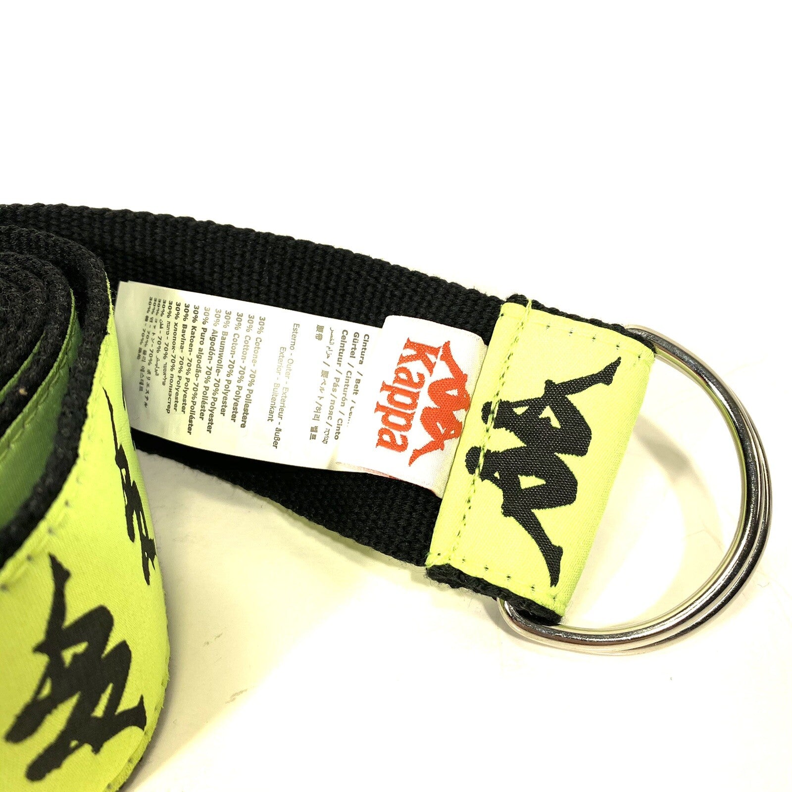 KAPPA Mens Womens Unisex 222 Banda 5.2 Logo Web Belt One Size Neon Yellow
