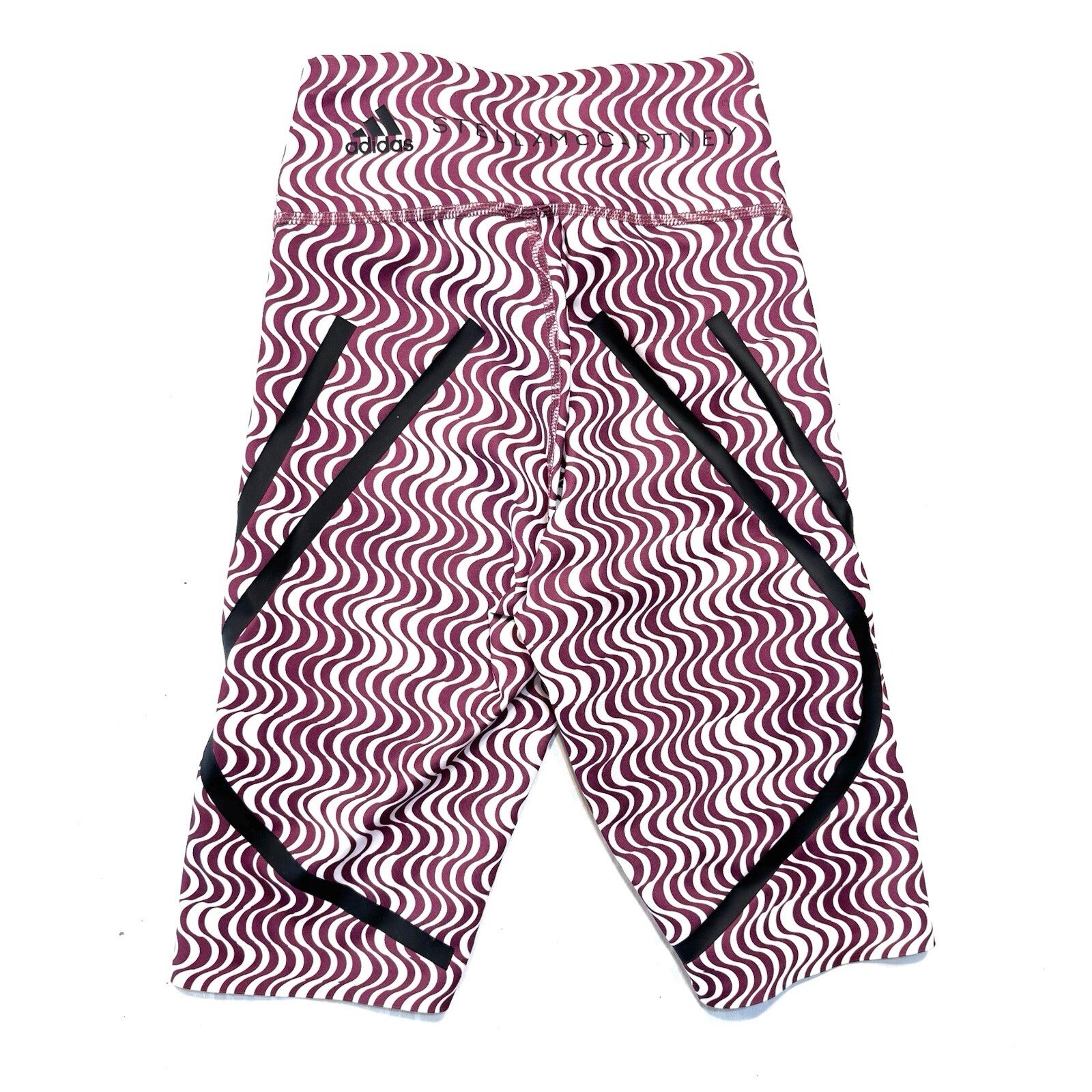 ADIDAS STELLA MCCARTNEY Wave Print Striped Cycle Bike Shorts Purple (MSRP $110)
