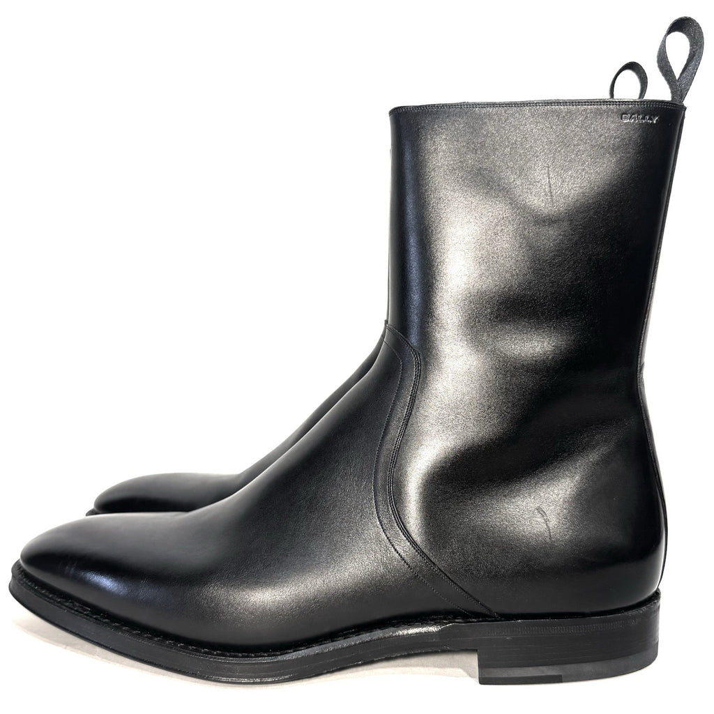 BALLY Scribe Mens Saltron Calf Leather Zip Chelsea Boots Black (MSRP $1,350)