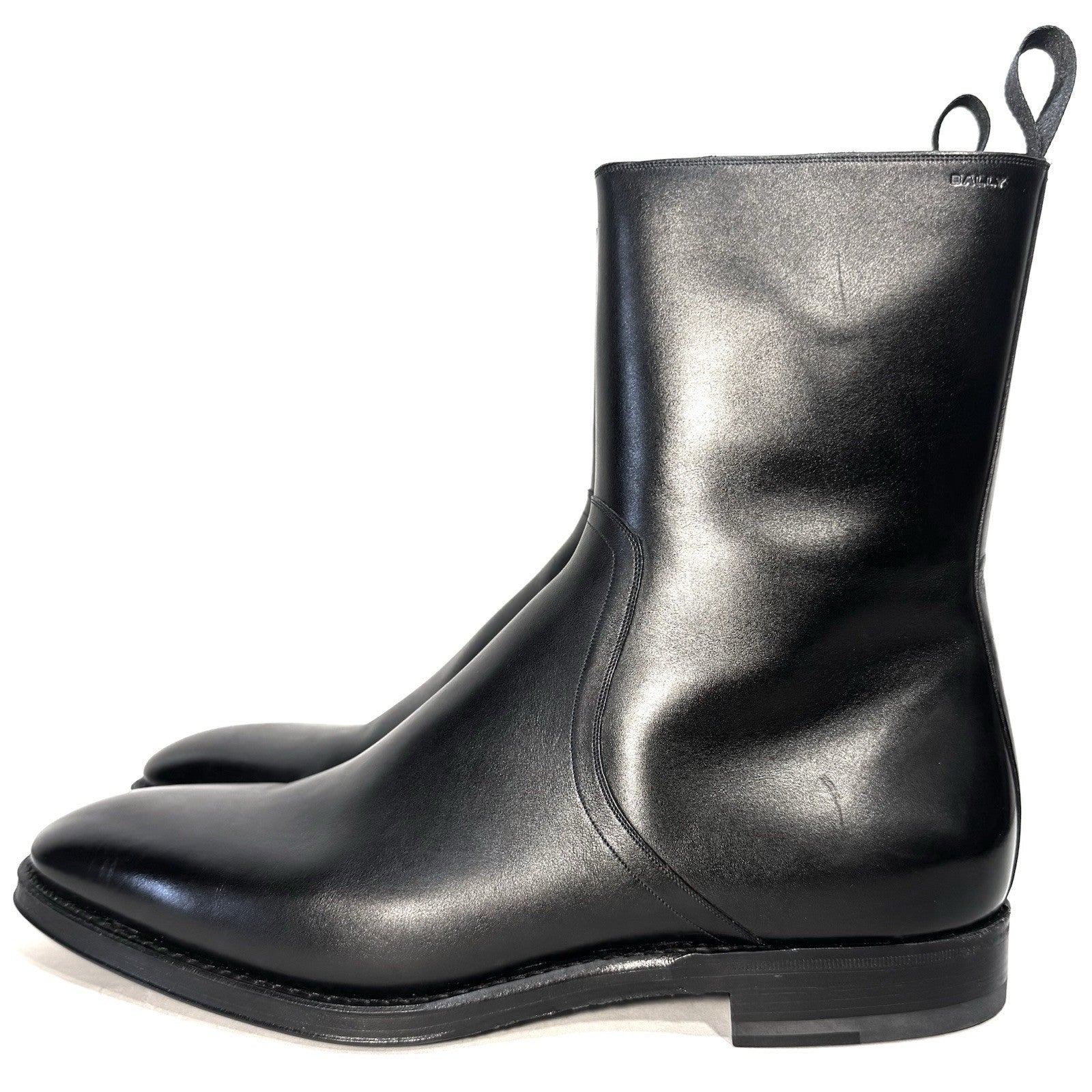 BALLY Scribe Mens Saltron Calf Leather Zip Chelsea Boots Black (MSRP $1,350)