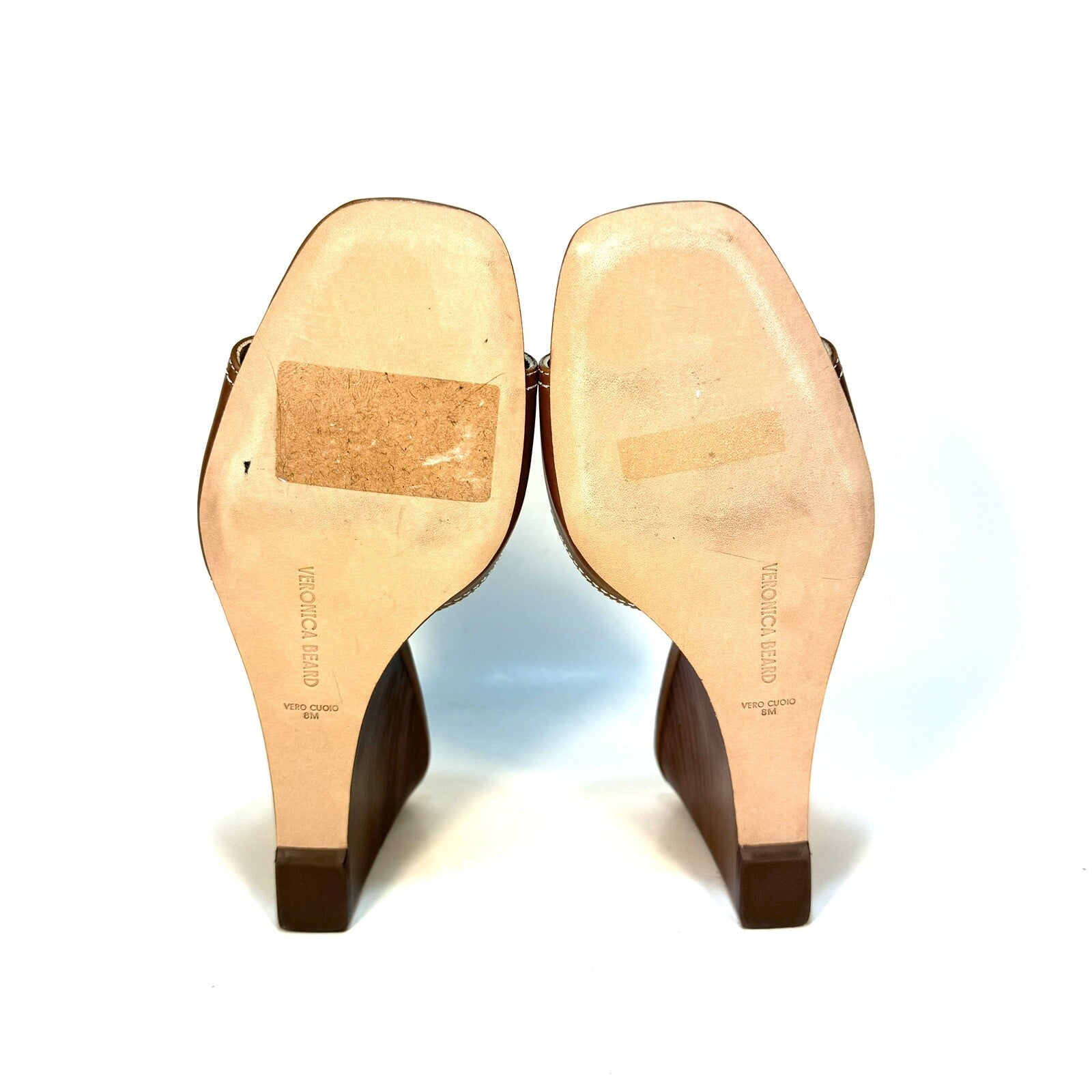 VERONICA BEARD Ellen Leather Wedge Slip On Sandals Caramel Brown (MSRP $350)