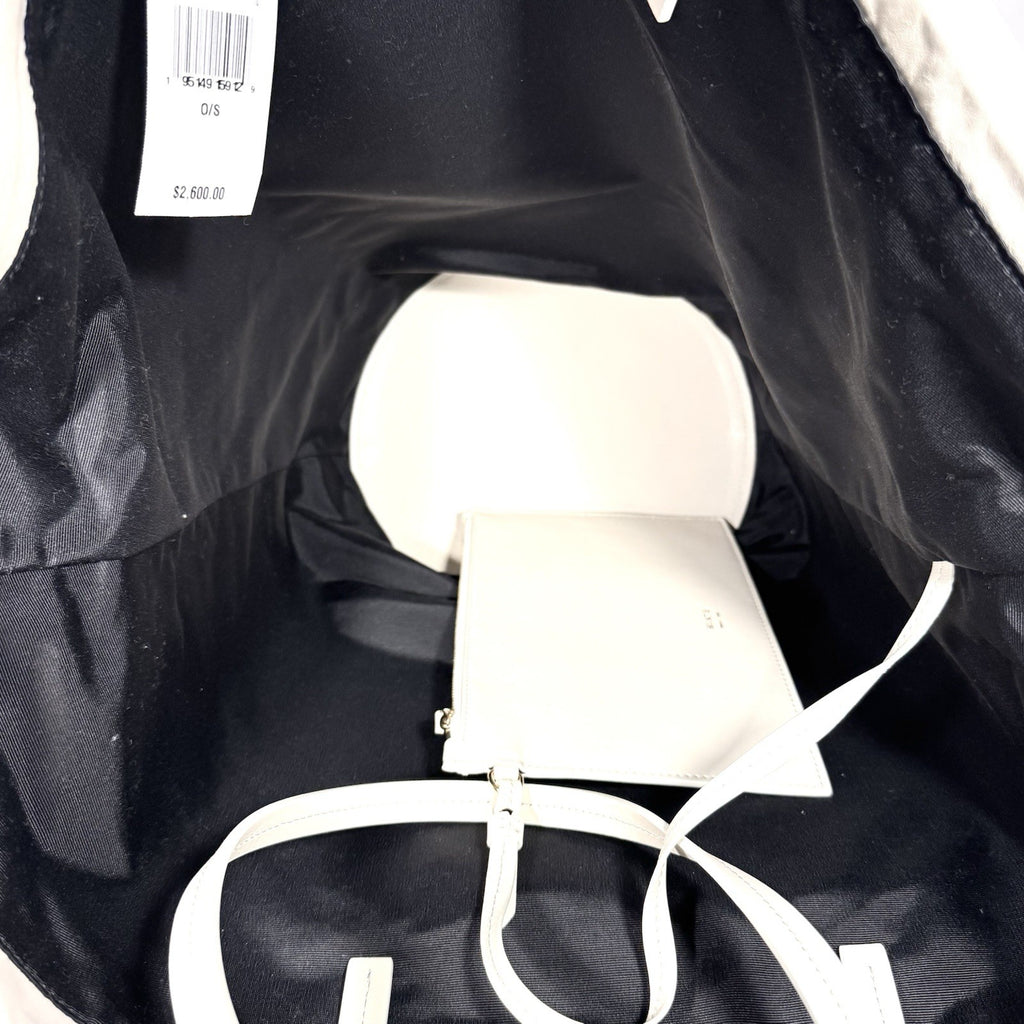 KHAITE Womens The Medium Osa Leather Tote Bag Ivory White (MSRP $2,600)