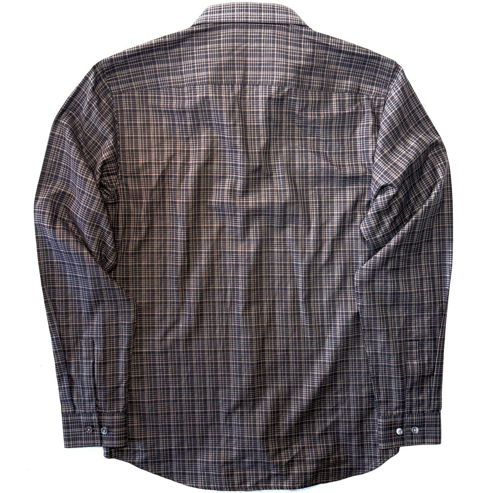 THEORY Mens Irving Flanella Check Button Down Shirt Fossil Brown XS (MSRP $225)