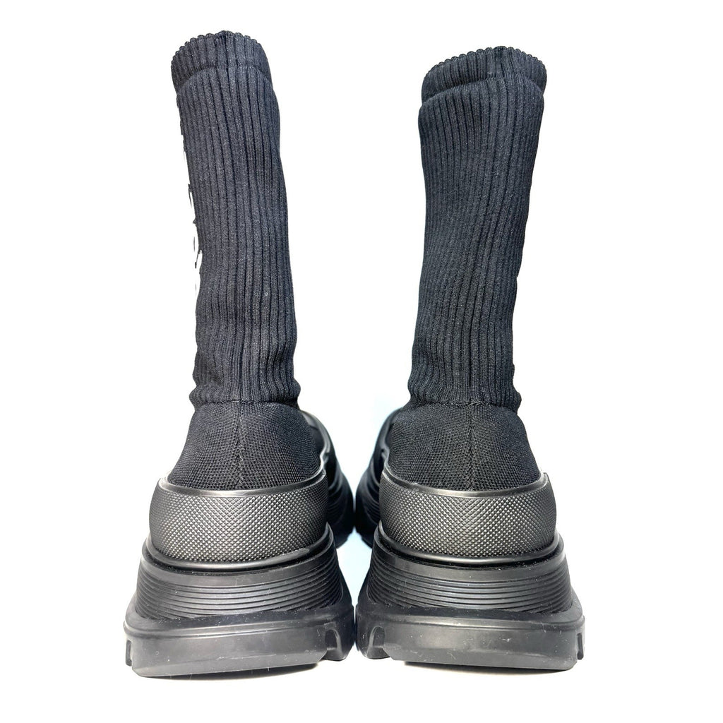 ALEXANDER MCQUEEN Mens Tread Slick Logo Knit Sock Sneaker Boots Black -MSRP $990