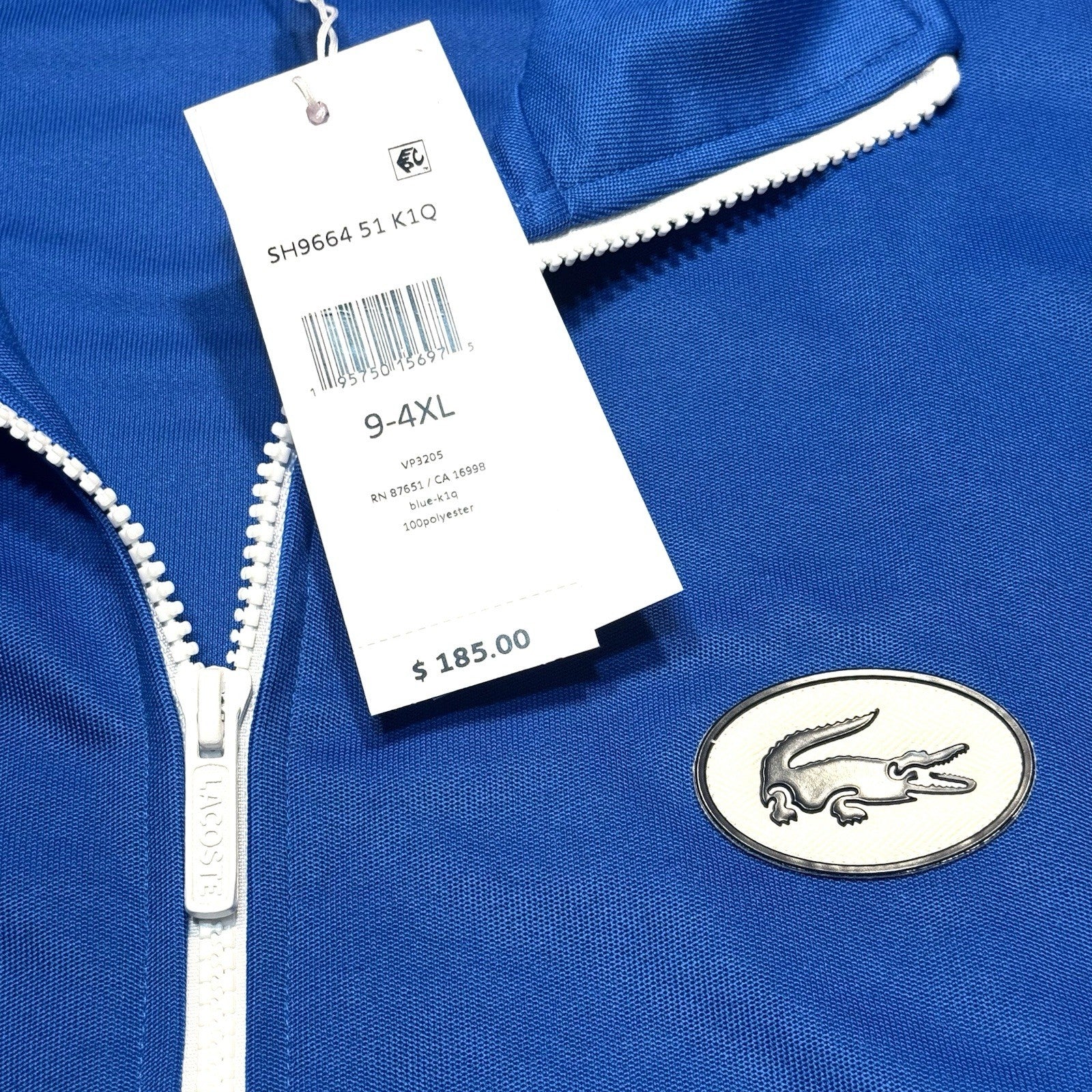 LACOSTE Mens Big Tall Logo Full Zip Track Jacket Blue 4XL (MSRP $185)