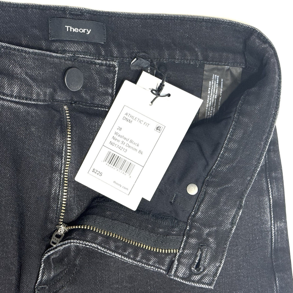 THEORY Mens Athletic Fit New St Washed Denim Jeans Black 28 (MSRP $225)