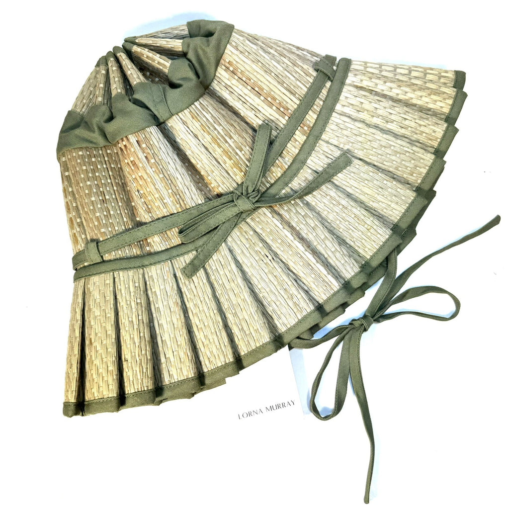 LORNA MURRAY x Veronica Beard Vienna Olive Grove Straw Maxi Hat Green -MSRP $148