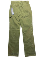 VERONICA BEARD Dylan Paint Splatter Patch Denim Jeans Green (MSRP $328)