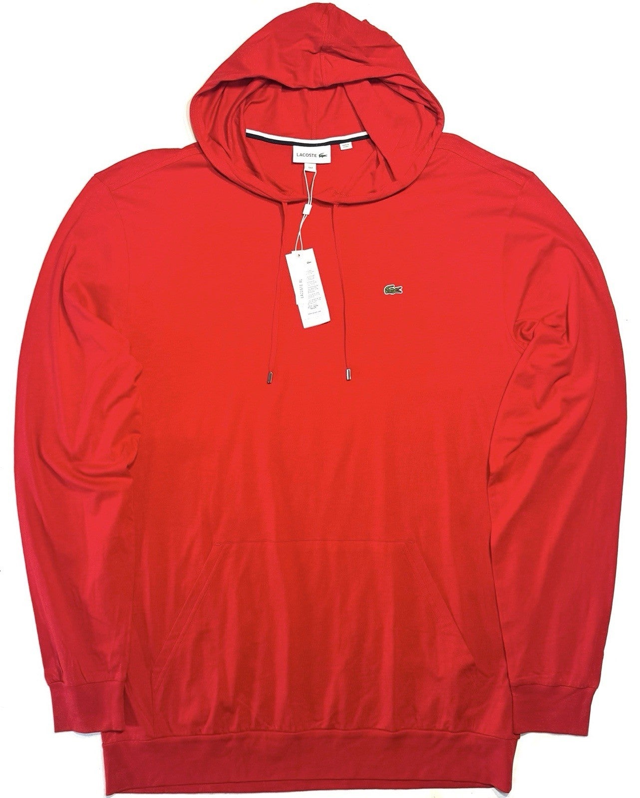 LACOSTE Mens Big and Tall Lightweight Hooded T Shirt Hoodie Red (MSRP $110)