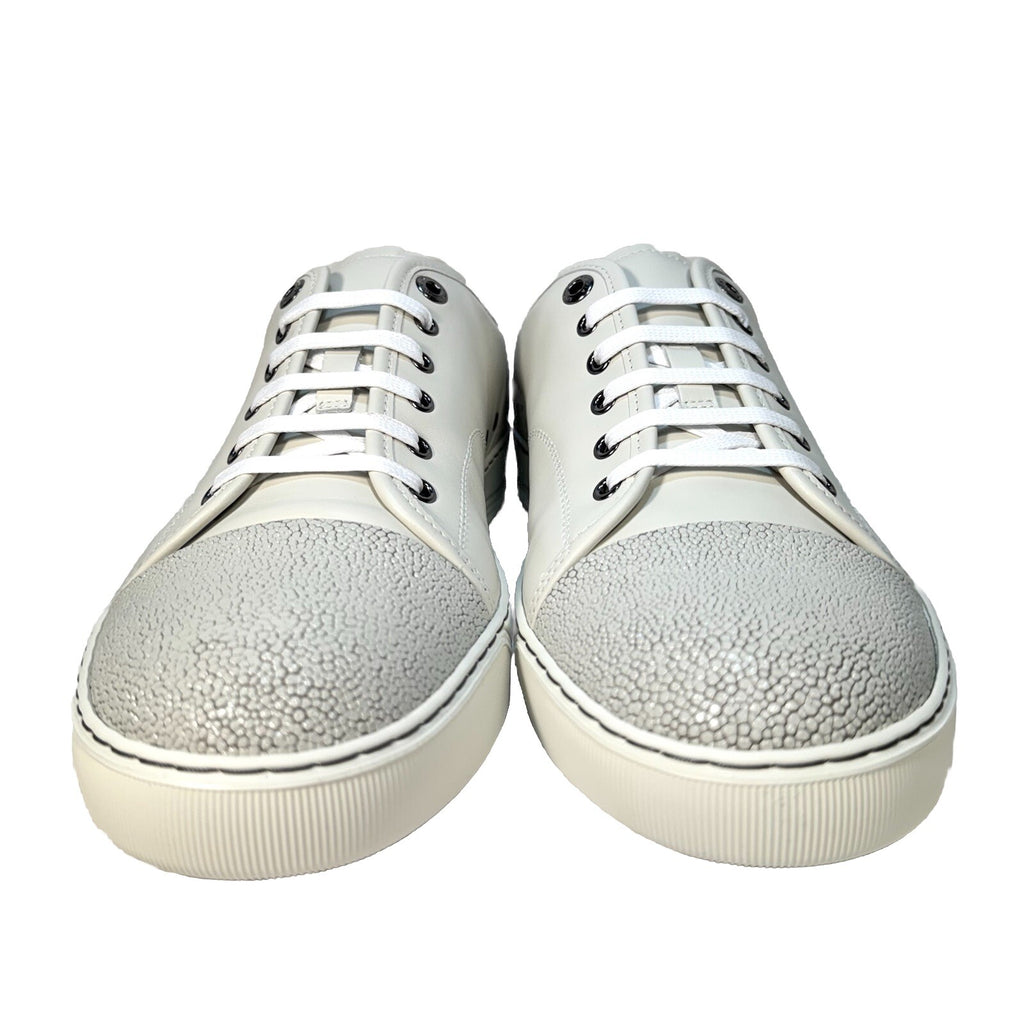 LANVIN Mens DDB1 Basket Cap Toe Leather Low Top Sneakers White (MSRP $590)