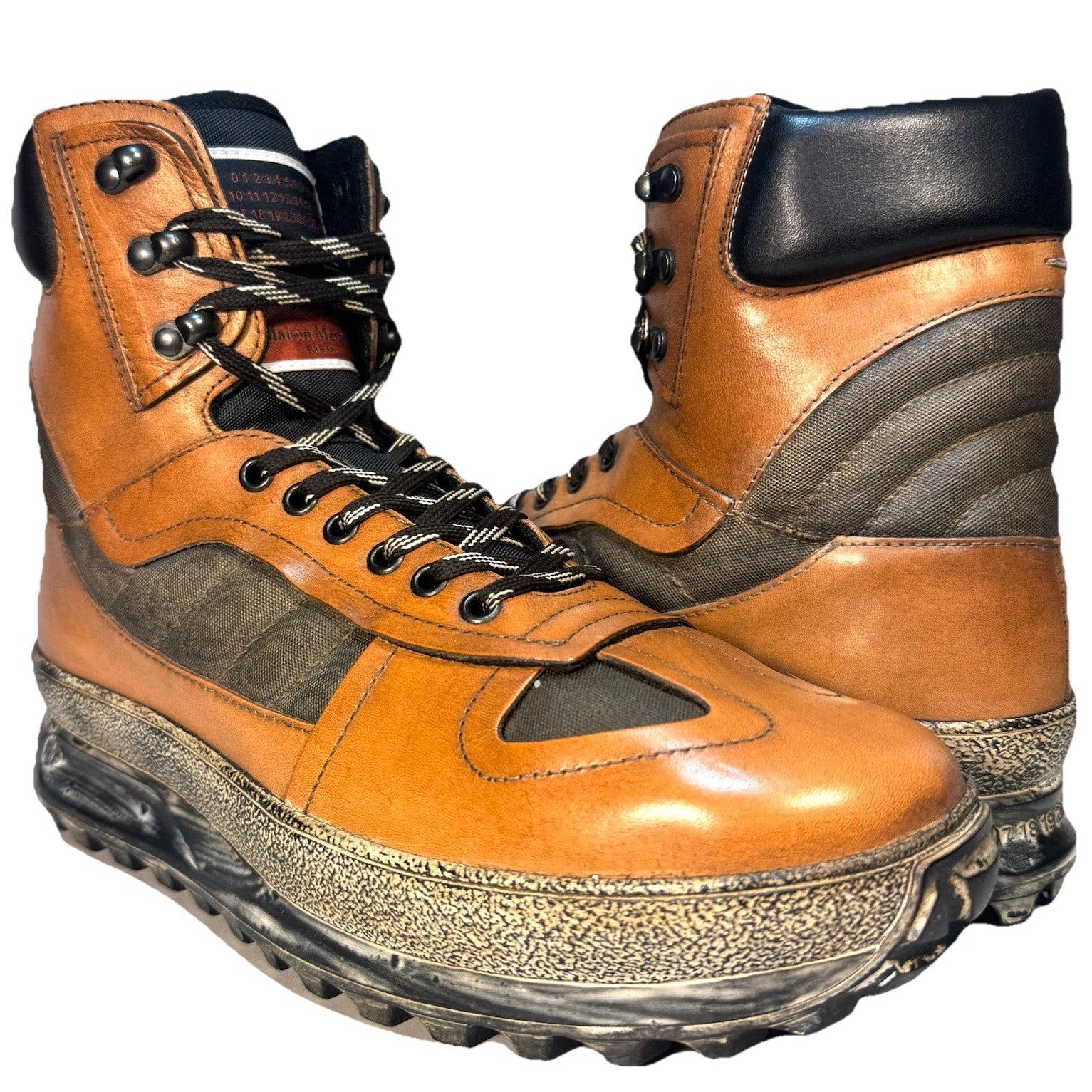 MAISON MARGIELA Mens Climber Hiker Leather Sneaker Boots Brown (MSRP $1,100)