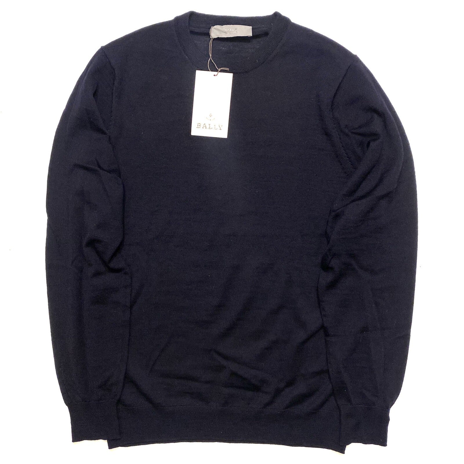 BALLY Womens Wool Crew Neck Knit Sweater Navy Blue (MSRP $395)