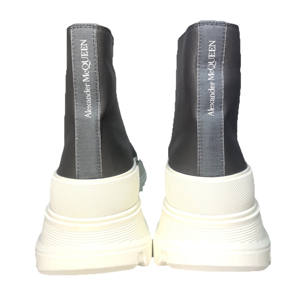 ALEXANDER MCQUEEN Mens Tread Slick Leather Hightop Sneaker Boots Grey -MSRP $990