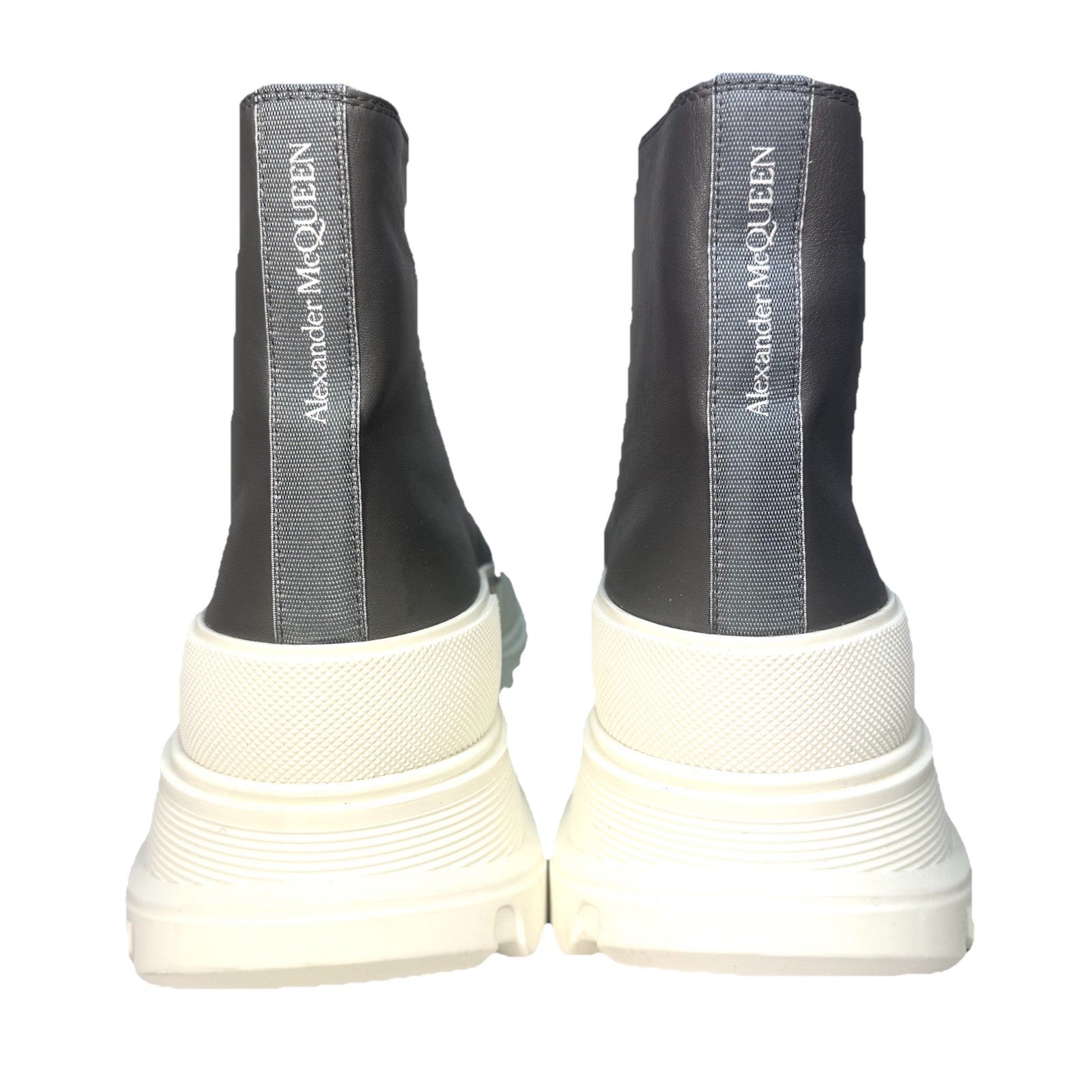 ALEXANDER MCQUEEN Mens Tread Slick Leather Hightop Sneaker Boots Grey -MSRP $990