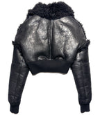 RICK OWENS Womens Concordians Leather Shearling Fur Jacket Black 40 -MSRP $3,863