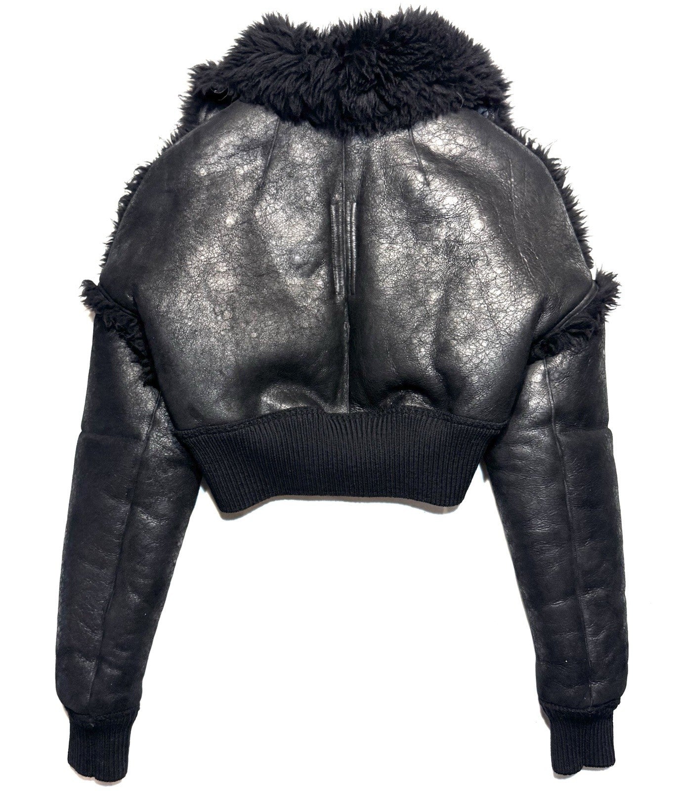RICK OWENS Womens Concordians Leather Shearling Fur Jacket Black 40 -MSRP $3,863
