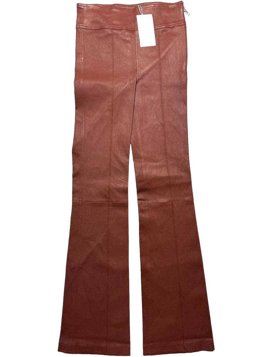 HELMUT LANG Womens Leather Bootcut Trouser Pants Cinnamon Brown (MSRP $1,095)