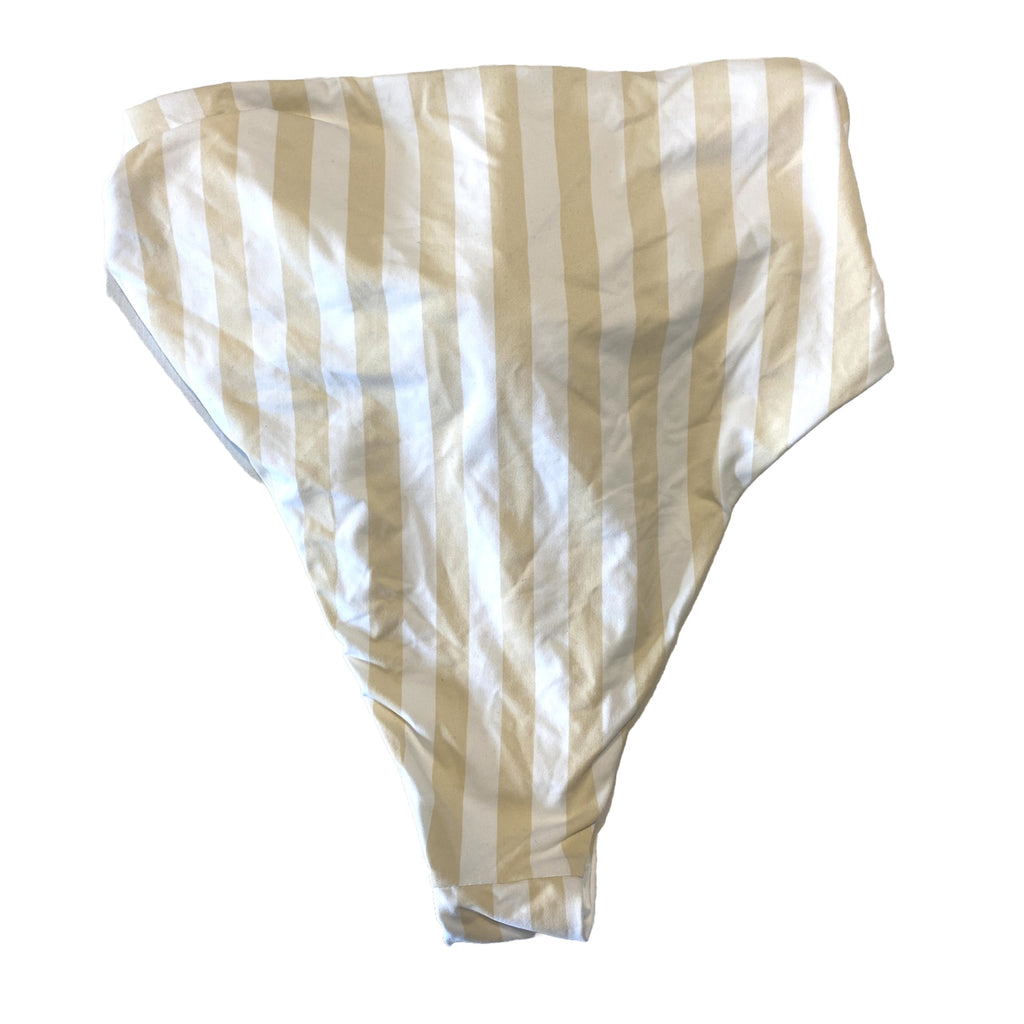 WE WORE WHAT Womens Riviera Stripe Bikini Bottom Shortbread Beige L (MSRP $110)