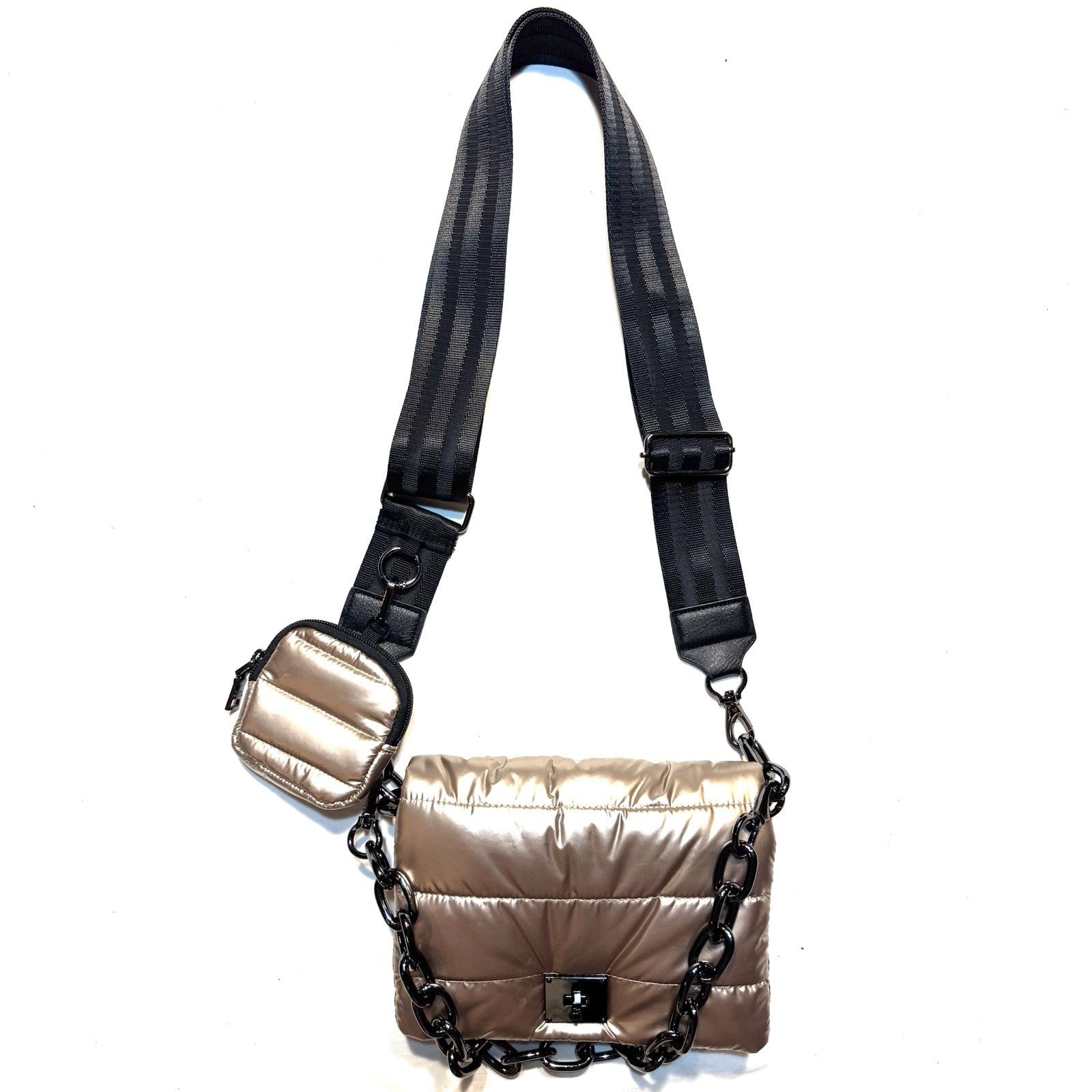 THINK ROYLN Downtown Crosswalk Crossbody Bag Pearl Cashmere Gold (MSRP $158)