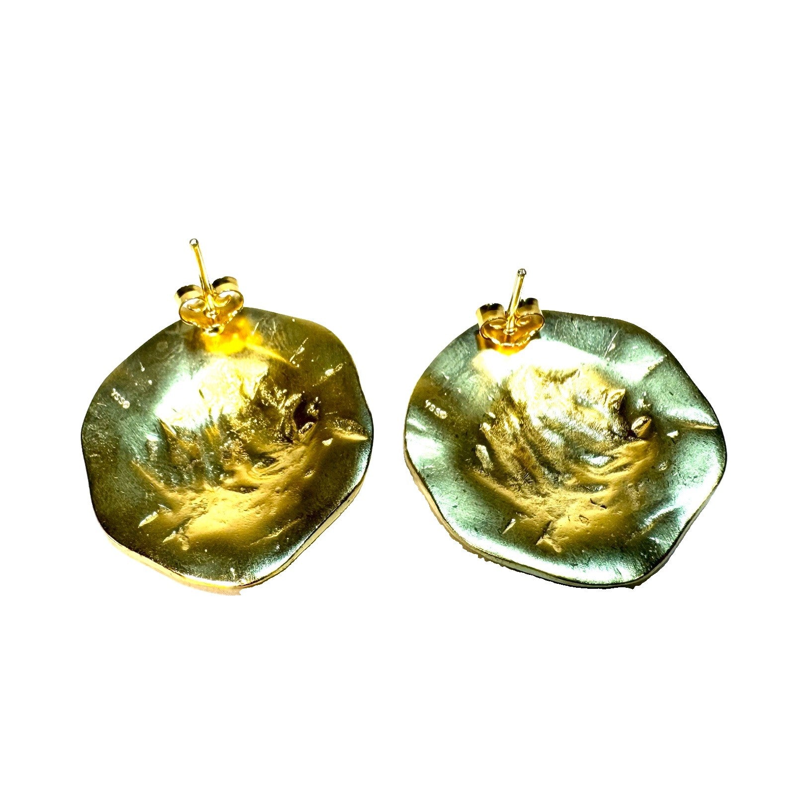 YSSO Womens Era 24k Gold Plated Rope Embossed Disc Earrings (MSRP $290)