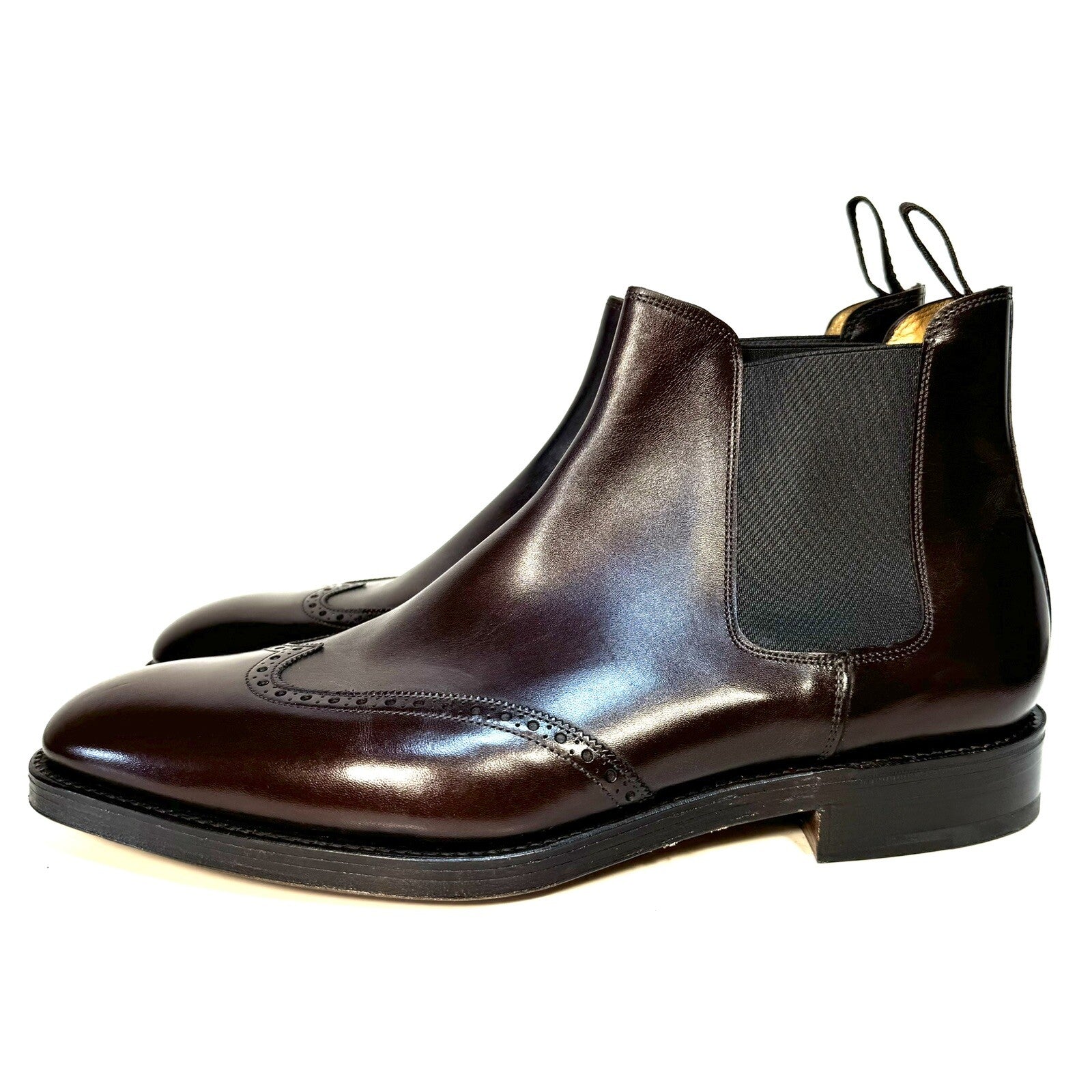 JOHN LOBB Mens Carne Leather Oxford Chelsea Boots Oak Brown 9.5 (MSRP $2,360)