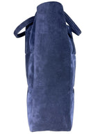 KHAITE Womens Zoe Quilted Suede Leather Tote Bag Midnight Navy Blue -MSRP $2,600