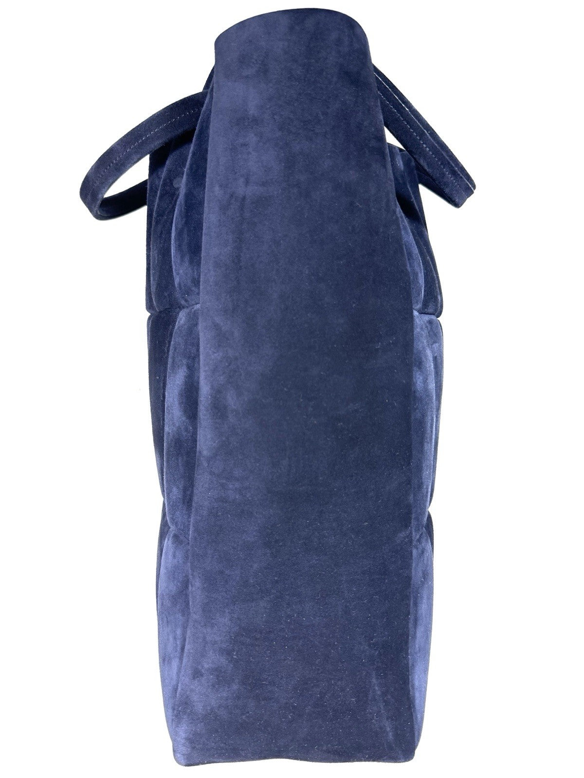 KHAITE Womens Zoe Quilted Suede Leather Tote Bag Midnight Navy Blue -MSRP $2,600