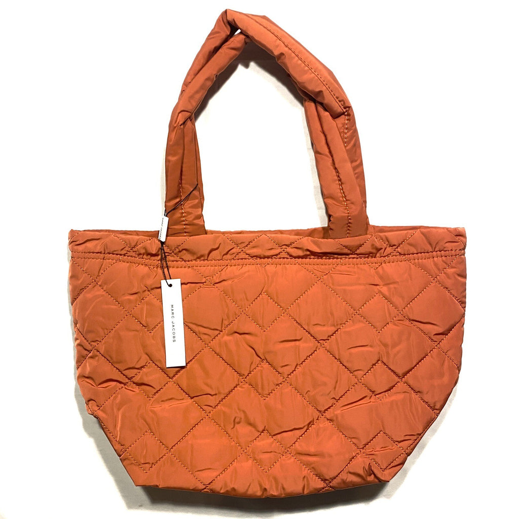 MARC JACOBS Quilted Nylon Zip Logo Tote Bag Mecca Orange Medium (MSRP $250)