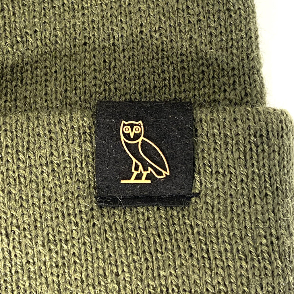 OCTOBERS VERY OWN OVO Knit Acrylic Beanie Cap Hat Olive Green 