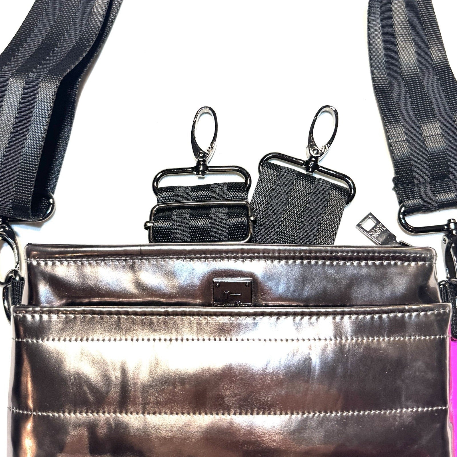 THINK ROYLN Bum Bag Shoulder Crossbody Misty Metallic Mirror Grey (MSRP $98)