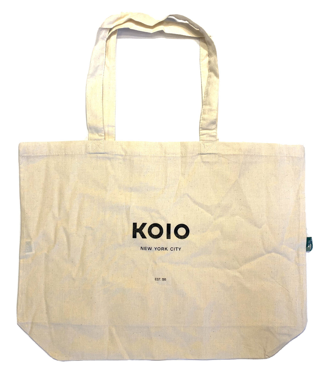 KOIO Organic Cotton Canvas Logo Reusable Shopping Tote Bag 