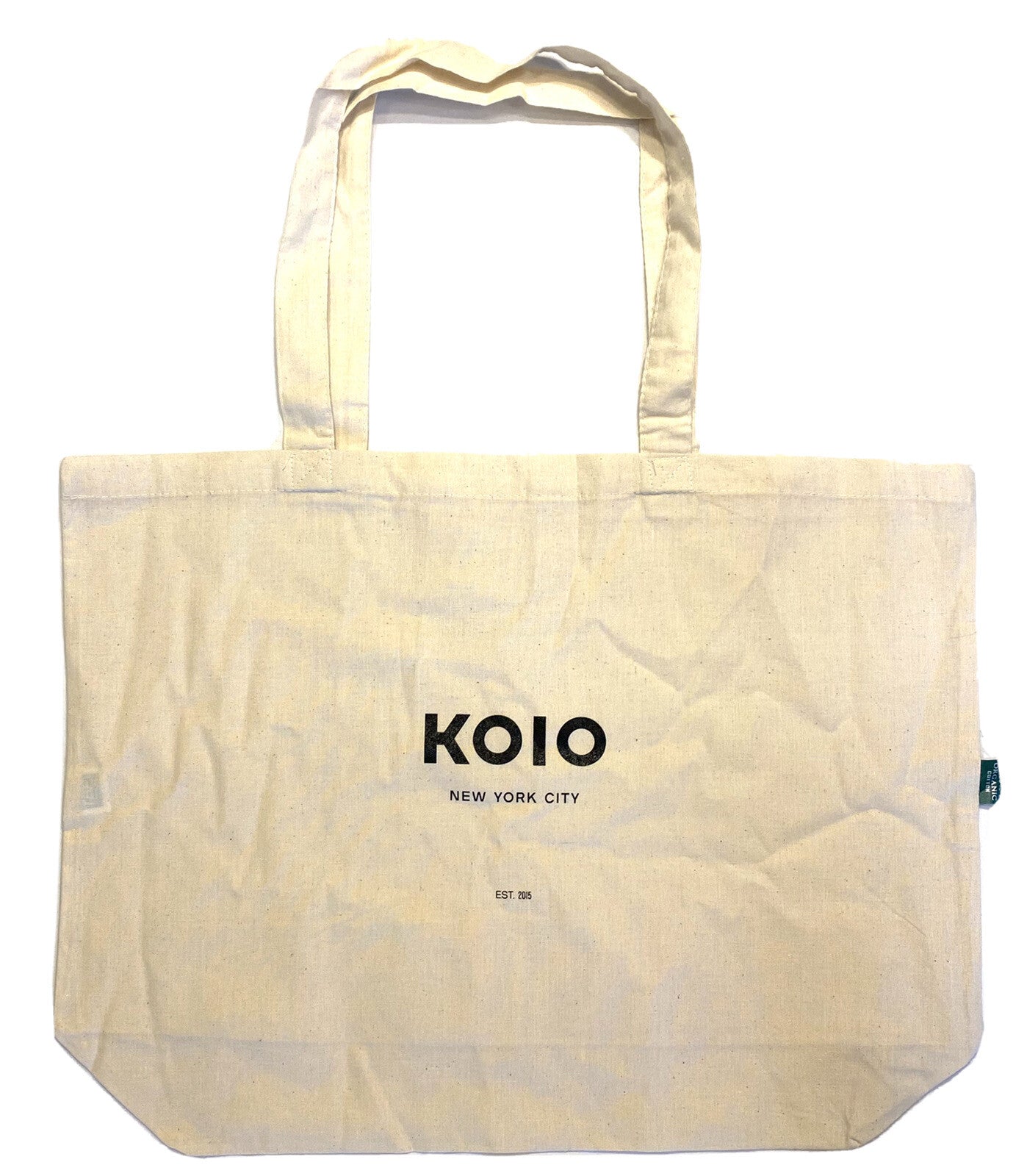 KOIO Organic Cotton Canvas Logo Reusable Shopping Tote Bag 