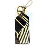 DUNHILL Longtail Logo Printed Leather Key Fob Keychain Gold (MSRP $275)